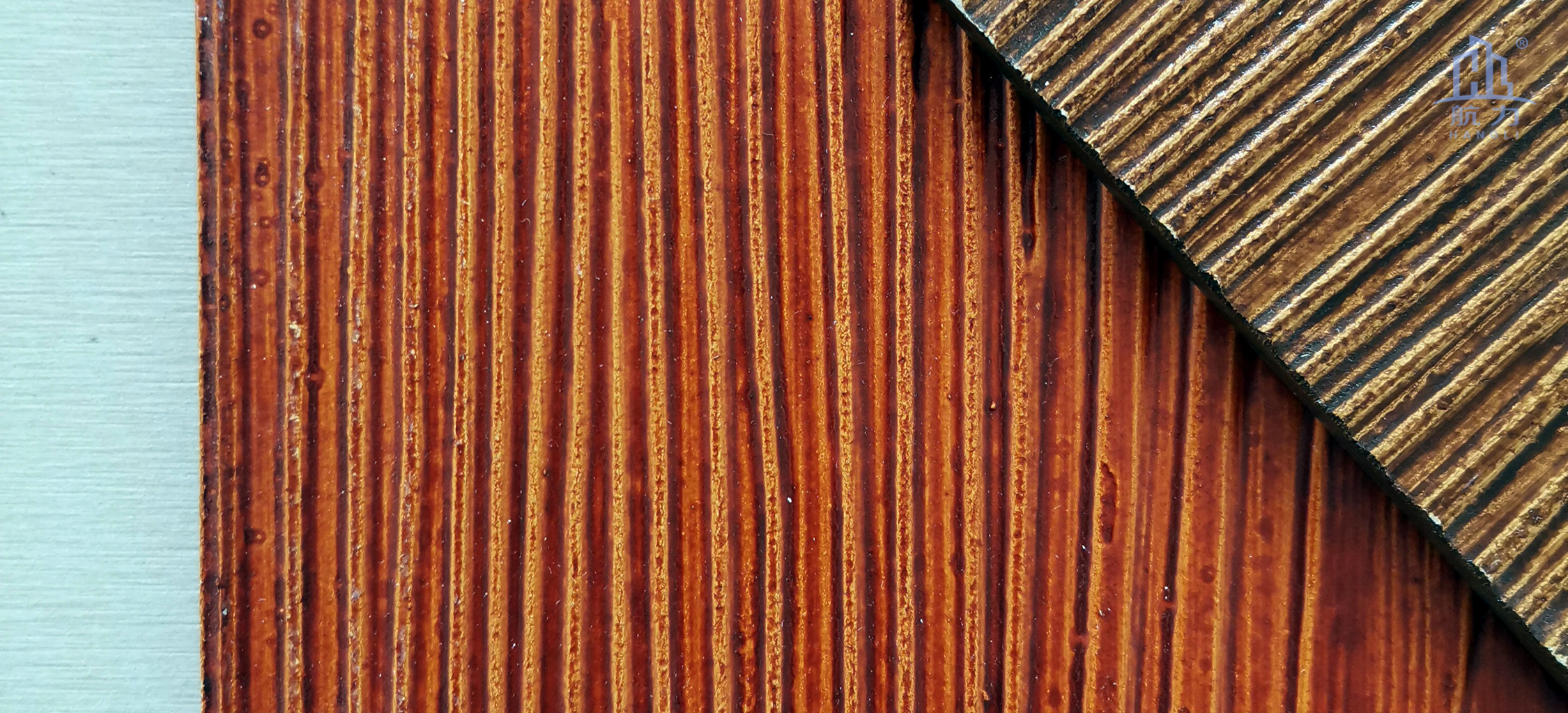 木紋系列適合于高檔別墅和居民樓房、舊房改造或者大型旅游景區(qū)、輕鋼別墅的正面，外墻和內(nèi)墻裝飾使用。鋪貼方式有披疊、干掛和直接上膠。板材的耐火性強(qiáng)，質(zhì)量輕，長(zhǎng)度可達(dá)3.05米。相比起瓷磚較為輕質(zhì)，比木板更耐用。